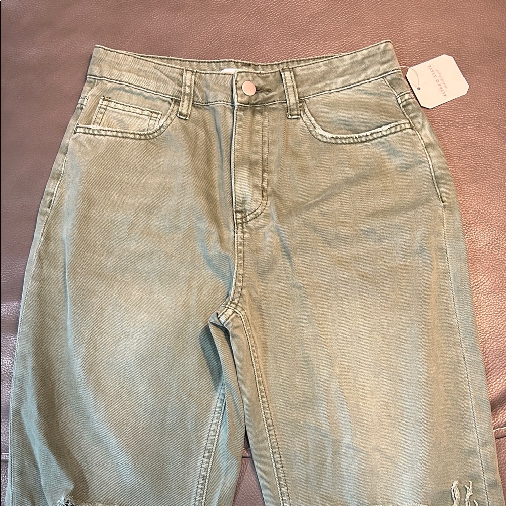 Altar’d State Green Frayed Hem Jeans, size 25”, NWT - Picture 4 of 7
